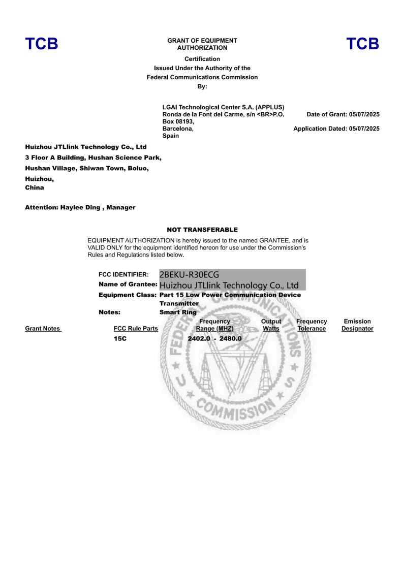2BEKU-R30ECG - 441738 TCB Form 731 Grant of Equipment Authorization(1)_01(1)